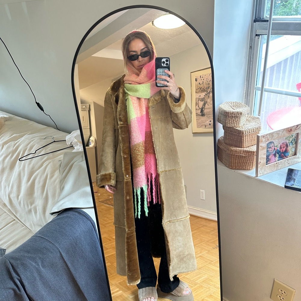 Long Tan Shearling Coat